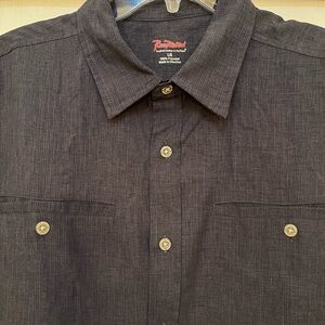 Rail Riders Men's Button Up Long Sleeve Outdoor Shirt Large Gray Rope